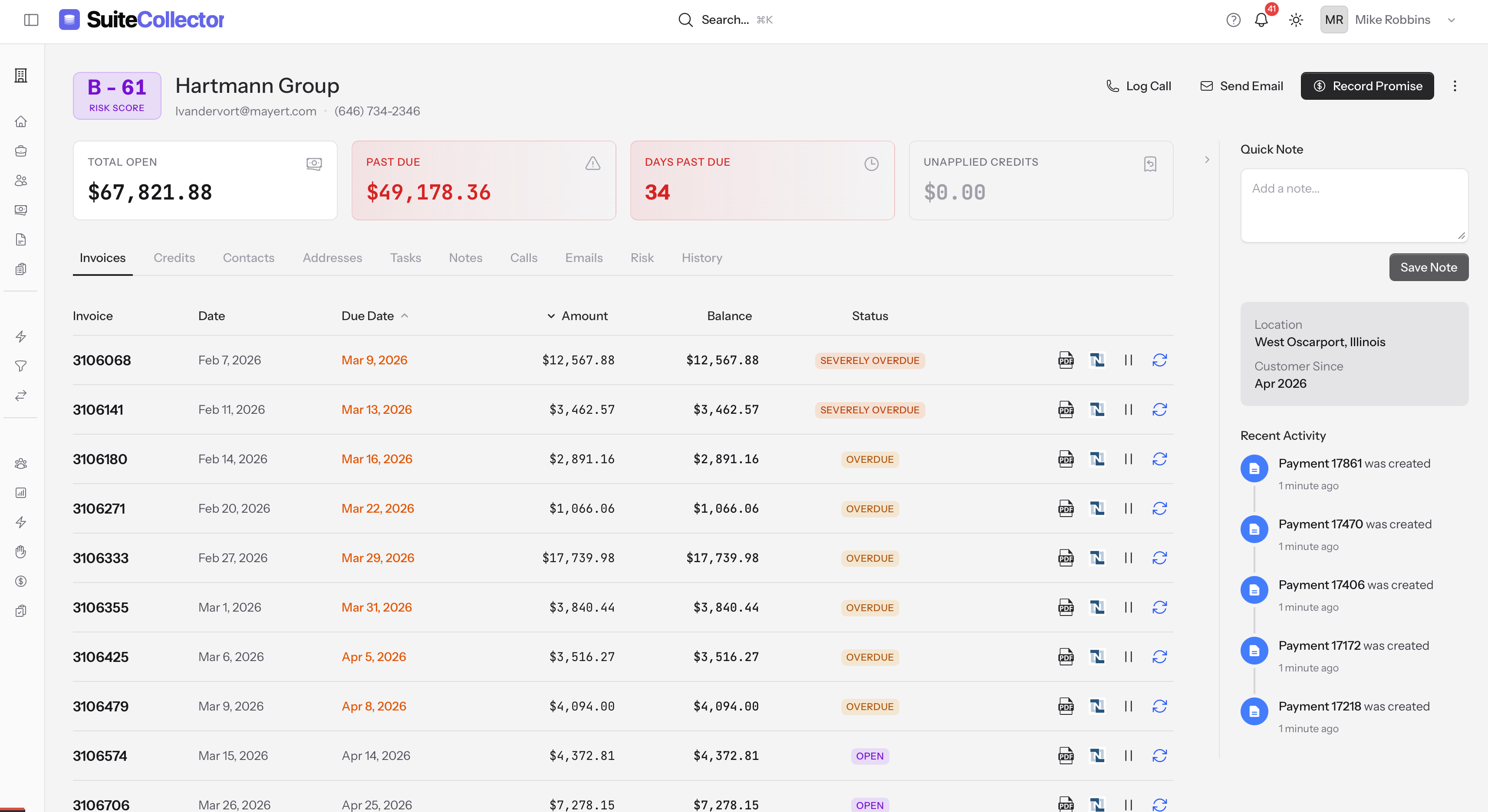 SuiteCollector customer view